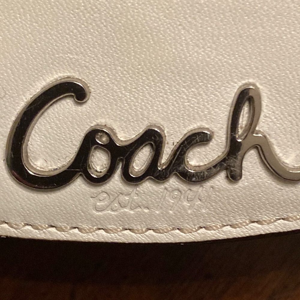 Coach EUC Penelope White Leather Clutch Wallet with Silver logo on front flap. - Picture 2 of 15